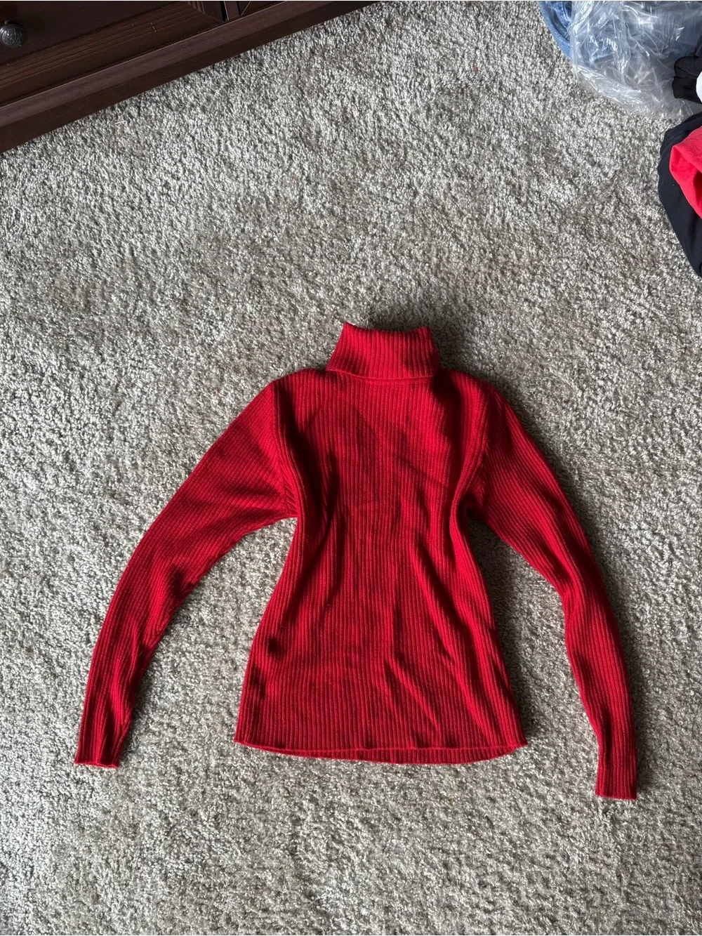 Ann Taylor Red Ribbed Turtleneck Sweater